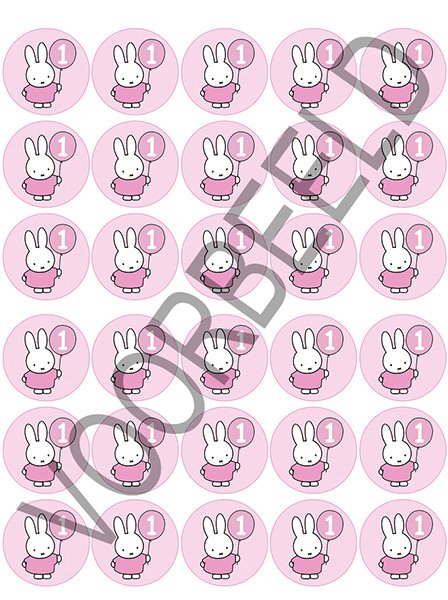 Eetbare Cupcake Print - Nijntje Roze - 1 - 30