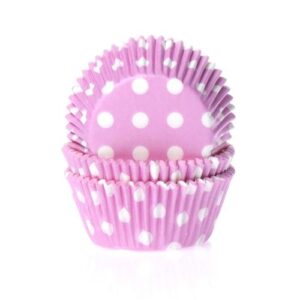 HoM Baking Cups Polkadot pink/Roze met witte Stippen - 50
