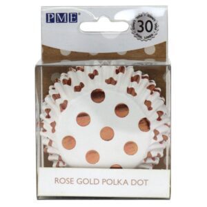 PME Foil Lined Baking Cups Rose Gold Polka Dot pk/3