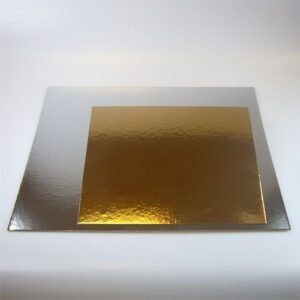 3x Vierkante taartkartons Zilver/Goud 20 cm
