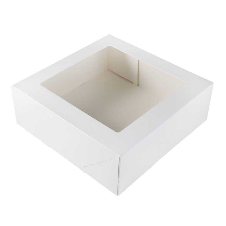 Taartdoos met venster 26x26x9cm. Wit 50st