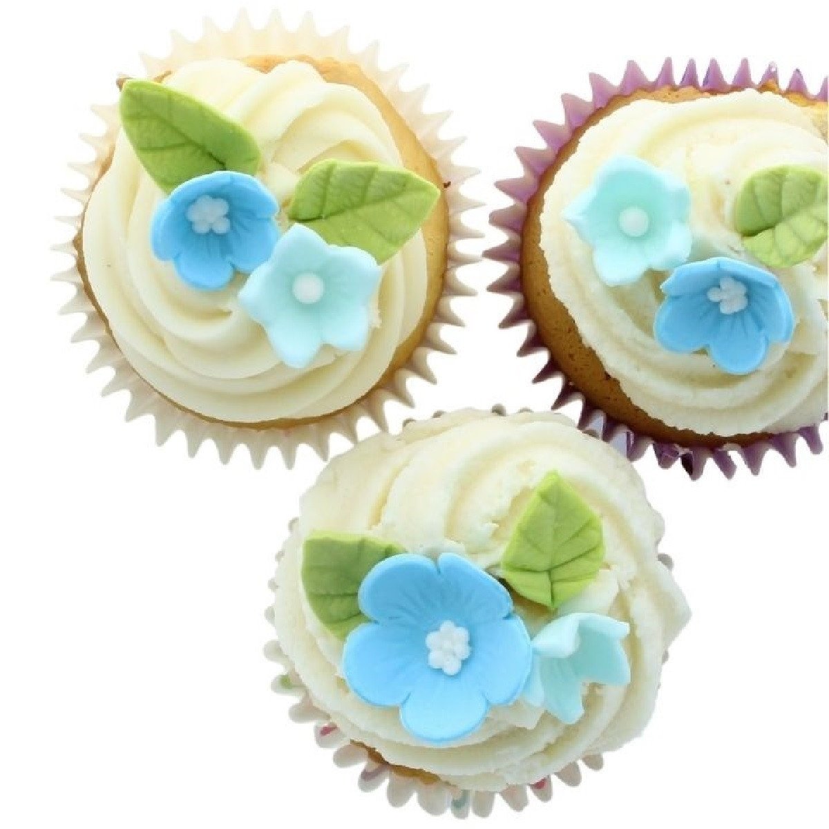 Culpitt Suikerdecoratie Bloemen en Bladeren Blauw 16st. - Afbeelding 2