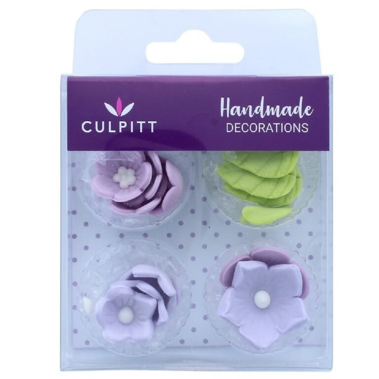 Culpitt Suikerdecoratie Bloemen en Bladeren Lila 16st.