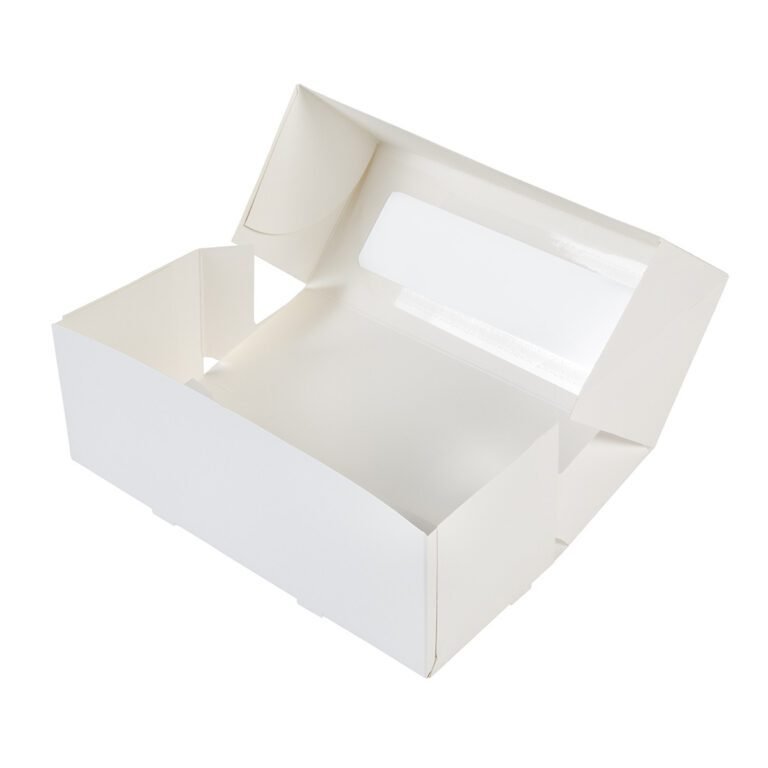 Taartdoos Slof met venster 25x10x9cm. Wit 2st