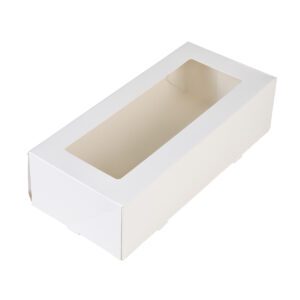 Taartdoos Slof met venster 25x10x9cm. Wit 2st