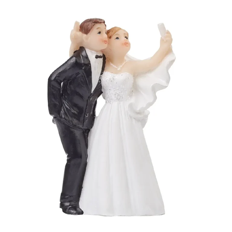 Taarttopper Bruidspaar Polystone Selfie 7cm