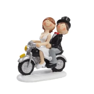 Taarttopper Bruidspaar op Motorfiets Komisch Polystone 8,5cm