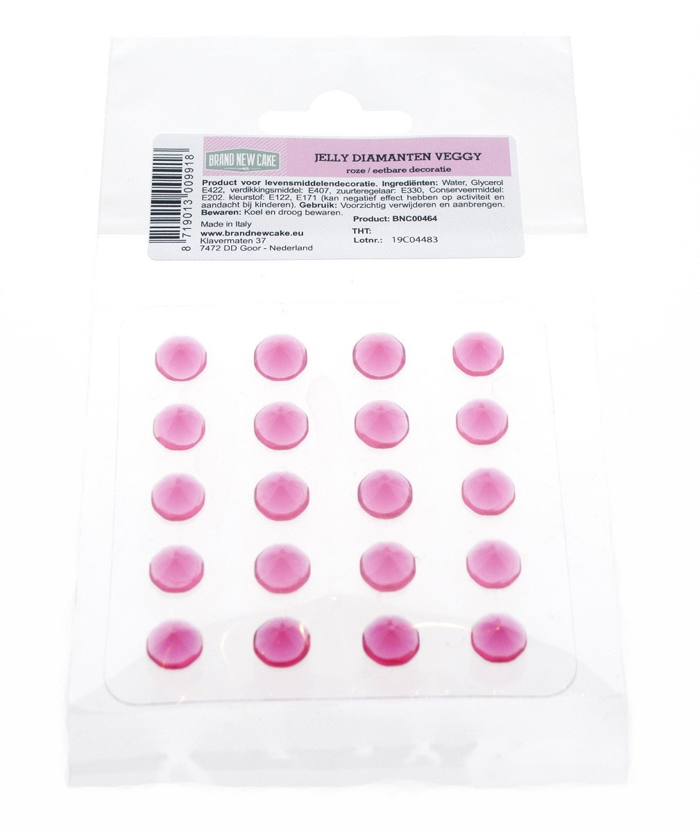 Eetbare Jelly Diamanten Roze 20st